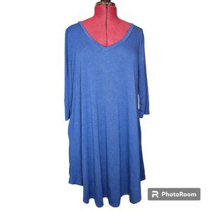 Zenana Tunic Swing Dress Soft and Comfy 3/4 Length Sleeves with Pockets Size 2X